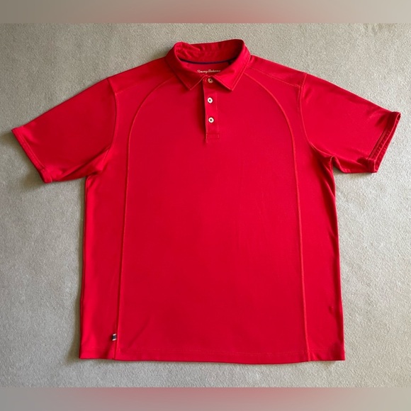 Tommy Bahama Men’s Red Polo Shirt Size Large – Rayon/Polyester Blend - Picture 1 of 7